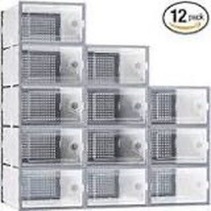 lot 2357 image: Shoe Storage Boxes Stackable Plastic with Lids, eWonLife Clear Storage Organizer for Closet, Drop Front, Under Bed Shoe Box Containers for Entryway, Bedrooms, Bathrooms