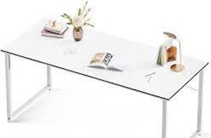 lot 2409 image: Modern Simple High-Level Color Matching Computer Desk,63 Inch Home Office Desk,Makeup Vanity Desk,White