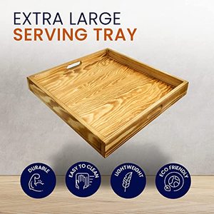 lot 2420 image: Ginger Reindeer Lifestyle - Wood Serving Tray, Smooth, Splinter-Free Wood Trays for Food Serving and Home Decor, Premium Pine Wood Butlers Serving Tray, Extra Large Tray, 24 x 24 Inches