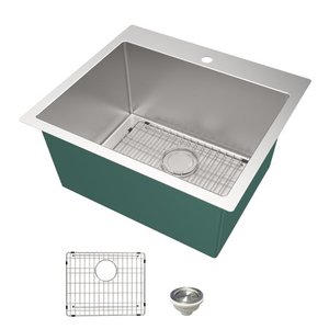 lot 2421 image: Transolid LSA1-252212-BS 25-in x 22-in Dual-Mount LaundryUtility Sink Kit in Brushed Stainless