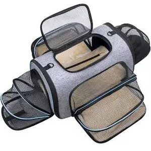 lot 2442 image: Siivton 4 Sides Expandable Pet Carrier, Airline Approved Soft-Sided Dog Cat Carrier Bag with Fleece Pad for Cats, Puppy and Small Animals