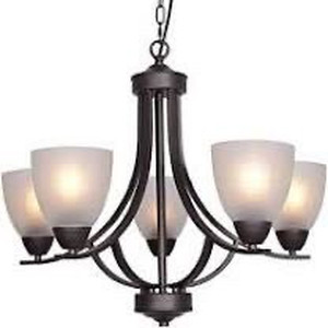 lot 2448 image: 6-Frosted Glass Shades Chandelier, Modern Metal Lights Fixture, Adjustable Height Pendant Lighting, Black Chandeliers for Dining Room Kitchen Island, Hanging Lights for Bedroom Farmhouse