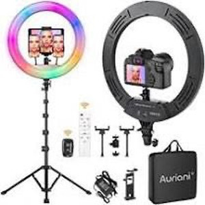 lot 2525 image: RGB Ring Light 18 inch with Tripod Stand (2700-7000K) for Phone Camera iPad Selfie Live Stream YouTube TikTok Video Shooting Best Lighting Atmosphere Ringlight (18 inch)