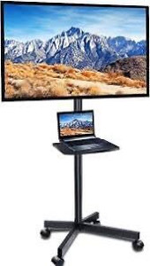 lot 2530 image: TV Cart for 23-55 TV Mobile TV Stand on Wheels Rolling Floor Stand with DVD Tray, fits VESA 400x400mm, Holds 80 lbs by FORGING MOUNT