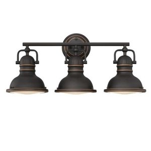 lot 2531 image: Westinghouse Lighting 6116200 Boswell - 3 Light Wall Sconce In Vintage Style-11 Inches Tall and 23.5 Inches Wide Oil Rubbed BronzeHighlights Finish with Frosted Prismatic Acrylic Glass