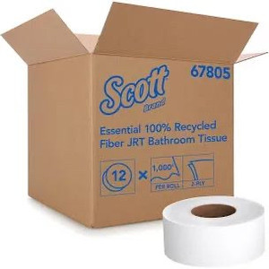 lot 2532 image: Scott Essential Jumbo Roll Jr. Commercial Toilet Paper 67805 100% Recycled 12 set