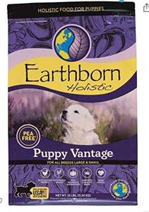 lot 75432 image: Earthborn Holistic Puppy Vantage Dry Dog Food, 25 lb, hole in bag