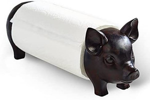 lot 75435 image: Farmhouse Pig Paper Towel Holder - Decorative Standing Utensil for Kitchens