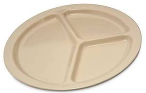 lot 75476 image: Carlisle KL10225 Kingline Melamine 3-Compartment Plate, 10, Tan