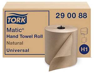 lot 75482 image: Tork Matic Paper Hand Towel Roll Natural H1, Universal, 100% Recycled Fiber, 4 Rolls x 700 ft,