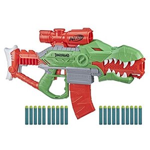 lot 75483 image: NERF DinoSquad Rex Rampage Motorized Dart Blaster 10 Dart Clip 20 Official Darts 10 Dart Storage T Rex Dinosaur Design