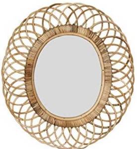 lot 75484 image: Creative Co-Op Oval Woven Bamboo Wall Mirror, Brown