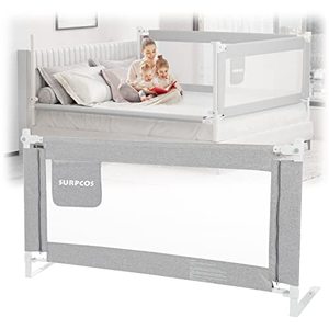 lot 29976 image: SURPCOS Bed Rails for Toddlers -New Upgraded Extra Long Bed Guardrail for Kids Great Fit for Twin, Double, Full-Size Queen & King Mattress, Grey (74.8 x 30)