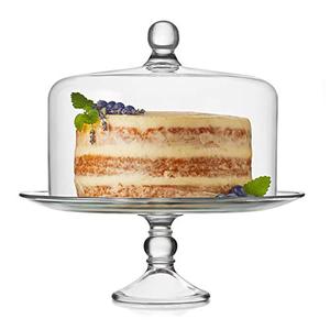 lot 29986 image: Libbey Selene Glass Cake Stand with Dome
