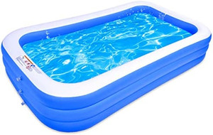 lot 29989 image: Inflatable Swimming Pool Full Sized Family Kiddie Blow-up Pool for Toddler Children Kids Adults Baby, Big Above Ground Pool for Garden Backyard Water Party Indoor Outdoor  (120 x 72 x 22)
