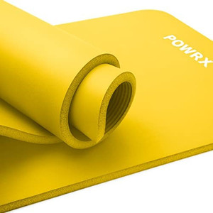 lot 30007 image: POWRX Exercise mat  Yoga mat Premium includes carrying strap  bag  Skin-friendly large yoga mat, 75 x 24, 30 or 39  Thickness 0.6 or 0.4
