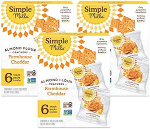 lot 30416 image: Simple Mills Almond Flour Crackers, Farmhouse Cheddar Snack Packs - Gluten Free, Healthy Snacks, 4.9 Ounce (Pack of 3)