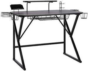 lot 30453 image: Gaming Computer Desk with Storage for Controller, Headphone & Speaker, Black  (May not be exact stock photo)