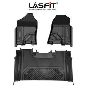 lot 30465 image: Lasfit Car Floor Mats Liners for 2022 2021 2020 2019 Ram 1500 Crew Cab W2nd Row Under Seat Storage, Will not fit Classic Model, All Weather Mats TPE Material, Black