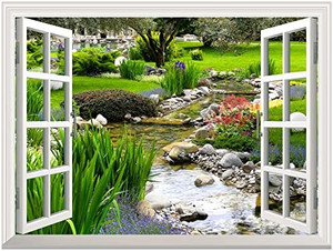 lot 30486 image: Wall26 Removable Wall StickerWall Mural Clear Spring and Green Grass Out of The Open Window Creative Wall Decor   (36 x 48)