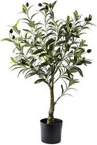 lot 30500 image: Artificial Olive Tree Plants 32 Inch Fake Olive Branch Leaves Topiary Silk Tree Faux Plant Decor