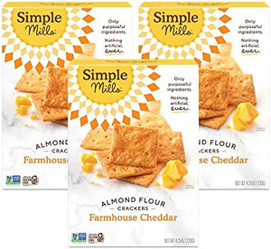 lot 30521 image: Simple Mills Almond Flour Crackers, Farmhouse Cheddar - Gluten Free, Healthy Snacks, 4.25 Ounce (Pack of 3)