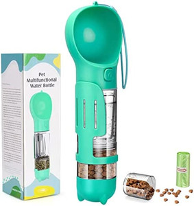 lot 31293 image: Dog Water Bottle Portable Leak Proof Dog Water Dispenser with Drinking and Feeding Function Lightweight Pet Water Dispenser for Walking and Travel for Dog, Cat and Other Animals, Turquoise 15OZ
