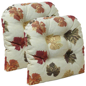 lot 31844 image: Gripper Non-Slip 15 x 15 Falling Leaves Tufted Universal Chair Cushions  (Set of 2)
