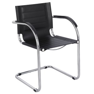 lot 31847 image: Flaunt Series Guest Chair Black Leather and Chrome