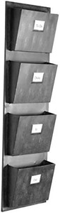 lot 31856 image: Linon Black Rub Thru 4 Slot Hanging Wall Mailbox, 14.5 W x 4 D x 46 H, Metal 4slot