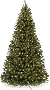 lot 31858 image: Best Choice Products 4.5ft Pre-Lit Spruce Hinged Artificial Christmas Tree w 200 UL-Certified Incandescent Warm White Lights, Foldable Stand