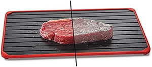 lot 31859 image: Defrosting Thawing Tray for Frozen Food Premium Quality Rapid Meat Defroster Thaw Plate with Silicone Borders  (2 Pack)