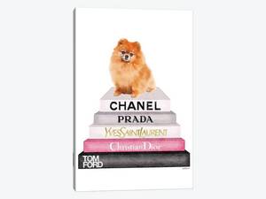 lot 31862 image: New Book Stack & Pom Dog - Canvas Print