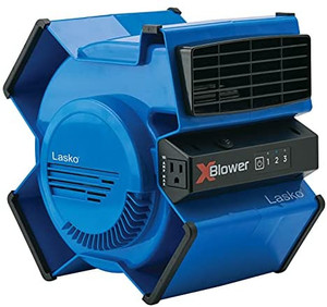 lot 45850 image: Lasko High Velocity X-Blower Utility Fan for Cooling, Ventilating, Exhausting and Drying at Home, Job Site and Work Shop, Blue X12905   (11 x 9 x 12)