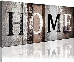 lot 45855 image: Love Sanctuary Canvas Print Wall Art - Large Sweet Home Sign Wall Art, White Home Sweet Heart Painting, Modern Family Wall Decor (30 x 60 x 1)