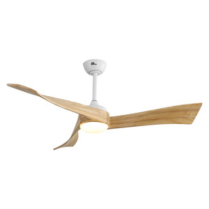 lot 45880 image: Sofucor 52 Inch Irregular Blades Wood Ceiling Fan With LED Light Remote