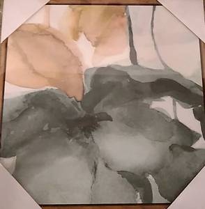 lot 54524 image: Signwin framed canvas, Green and Brown flower blossoms floral plants water color modern art rustic