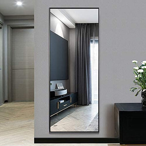lot 30001 image: NeuType Full Length Mirror Standing Hanging or Leaning Against Wall, Large Rectangle Bedroom Mirror Floor Mirror Dressing Mirror Wall-Mounted Mirror, Aluminum Alloy Thin Frame, Gold