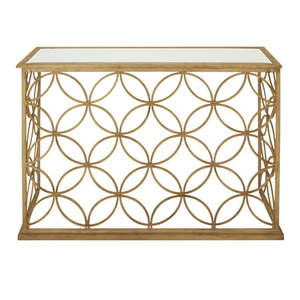 lot 27637 image: DecMode 32 x 47 Gold Metal Traditional Console Table not broken