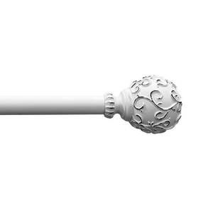 lot 27656 image: Mainstays 34 Filigree Ball 30-84 Curtain Rod Set, White Finish 2 boxes