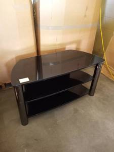 lot 27669 image: black glass tv stand