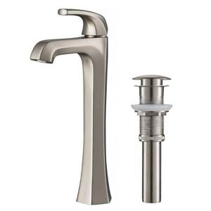 lot 27695 image: Esta�� Single Handle Vessel Bathroom Faucet with Pop-Up Drain in Spot Free Stainless Steel
