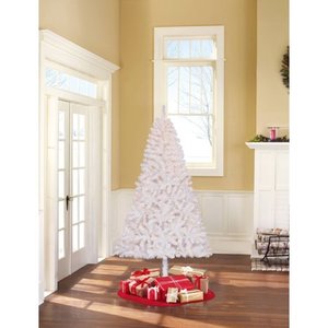 lot 27716 image: Holiday Time Pre-Lit 6.5 Madison Pine White Artificial Christmas Tree, Clear Lights