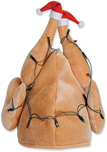 lot 1134 image: Beistle 1-Pack Plush Light-Up Christmas Turkey Hat (20742), redwhitetan, one size