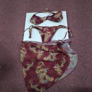 lot 1158 image: 3 PC BIKINI - TOP BOTTOM AND TIE SKIRT COVER SIZE S