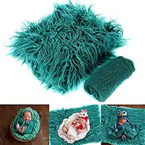 lot 1168 image: Yuehuam Newborn Baby Photo Props, Fluffy Blanket Ripple Wrap Set Toddler Photography Wrap Mat DIY Baby Photoshoot