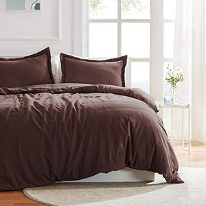 lot 1171 image: SLEEP ZONE Bedding Duvet Cover Set 100% Microfiber Ultra Soft and Breathable Simple Style Solid Color Bedding Set with Zipper Closure 8 Corner Ties 3 Pieces, Brown, King