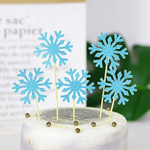lot 3576 image: Snow One party set Snowflake Cupcake Toppers Glitter Snowflake Cake Topper Picks for Christmas Birthday Party Baby Shower Wedding Cake Decoration (Blue) balloons ,2 banners ONEcake toper
