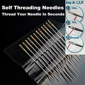 lot 3585 image: self Threading Needles, Needle Threader with Needle case Carving Pattern Golden 12 Pack(2pack for 1 money 24 total)