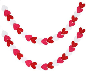 lot 3588 image: Treasures Gifted - Valentines Garland 2 Pack - Red, Pink & White Felt Heart Banner - String of Hearts Garland for Valentines Day, Christmas, Weddings, Engagements & More